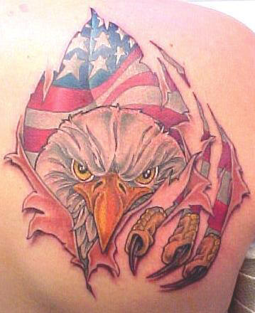 American Flag and Eagle Claw Tattoo Design