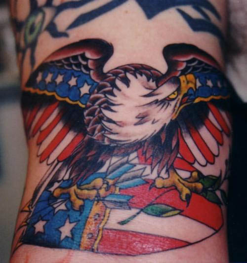 Eagle and American Flag Tattoo Design