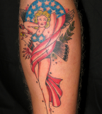 Singer and American FLag Tattoo Design