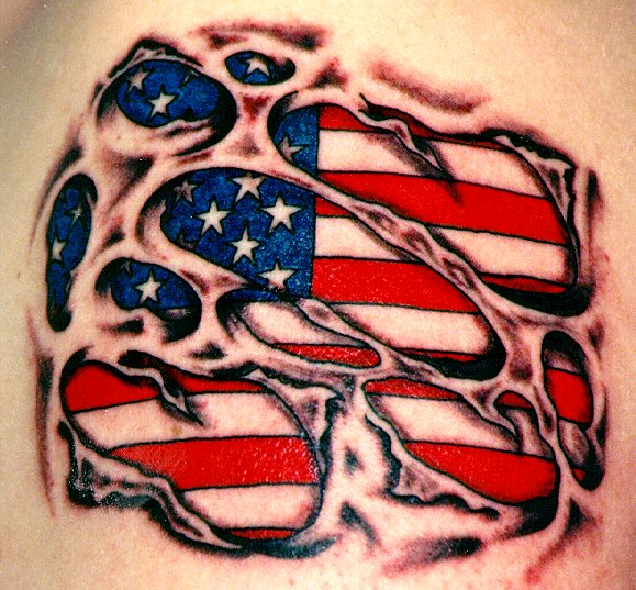 Flag Visible In The Skin Tattoo Design Ideas