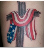 Cross and American Flag Tattoo Design