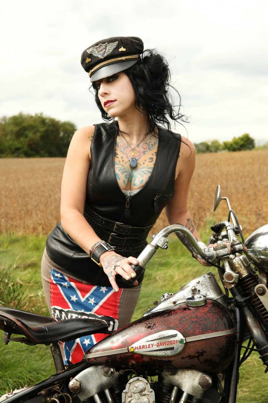 Danielle Colby Tattoo With Harley’s Bike