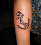 Gorgeous Anchor Tattoo Design on Forearm for Young Girls
