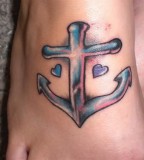 Nice Love and Anchor Tattoo Design on Rib for Girls