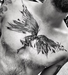 angel-chest-tattoo-by-ineepine