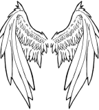 Large Tribal Angel Wing Tattoo