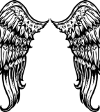 Large Tribal Angel Wings Tattoo