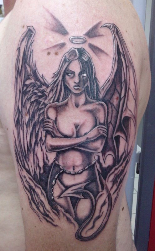 Angel and Demon Tattoo Tribal Modele Tatouage Mi Pictures, Angels And D...