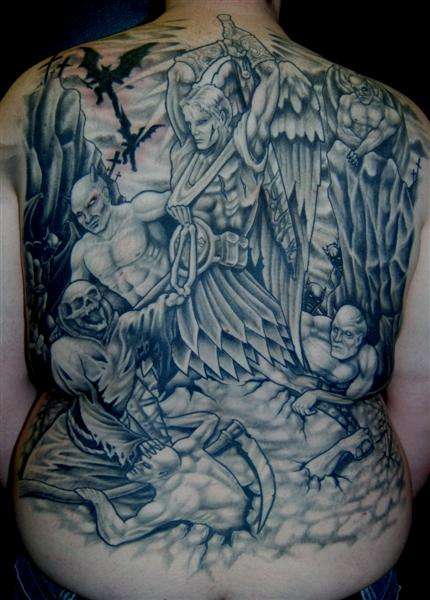 Angel And Demon Tattoos Full Body on Back