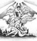 Angel And Demon Tattoos Foot Design Sketch