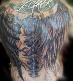 Coloured Demon And Angel Wings Tattoo Ideas