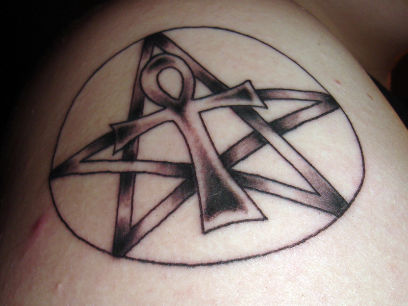 Pentagram Ankh Tattoo Design