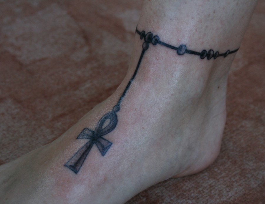 Ankh Egyptian Tattoos on Foot