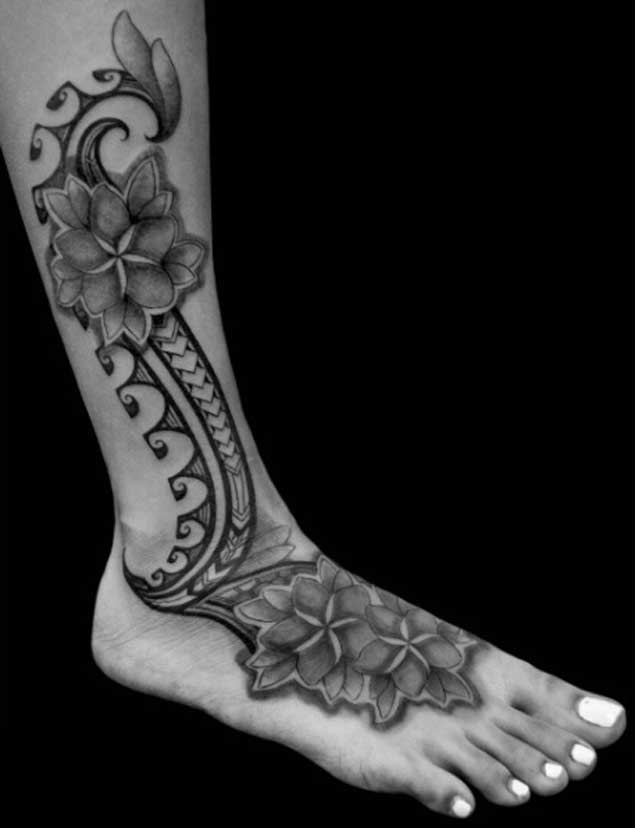ankle and foot tribal tattoo