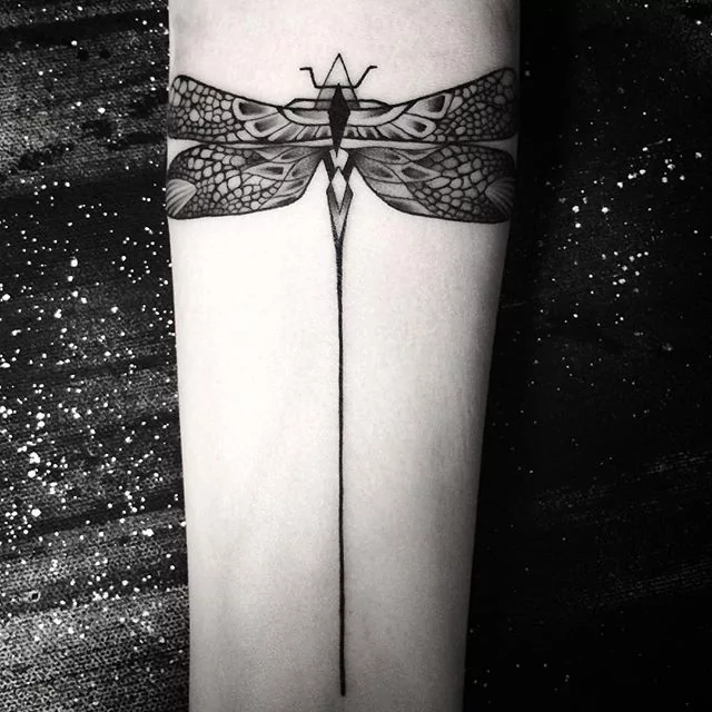 arm dragonfly tattoos for women