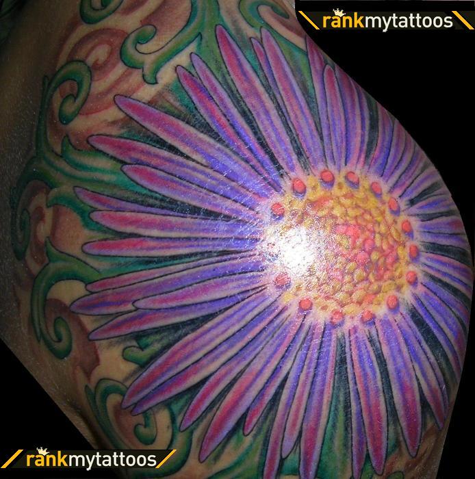 Cool Aster Flower Tattoo Design