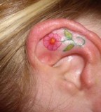 Cute Small Flower Tattoos on Ear