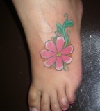 Aster Flower Tattoo On Foot
