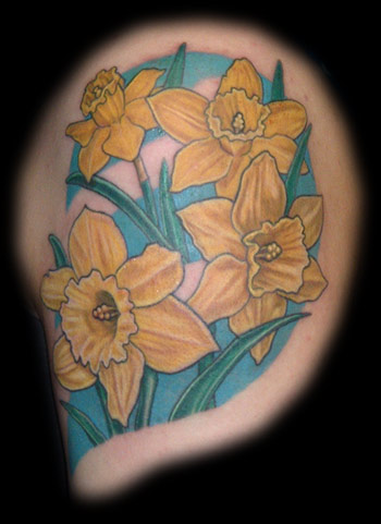 Yellow Aster Flower Tattoos Design