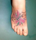 Cool Aster Flower Tattoo On Foot for Women