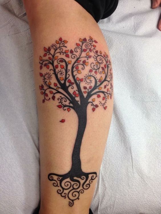 autumn-tree-tattoo-on-leg