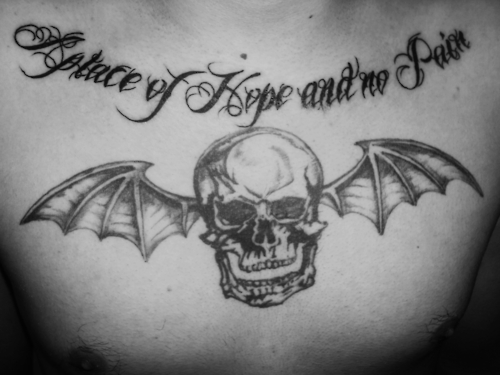 Avenged Sevenfold “Winged Skull” Back Tattoo