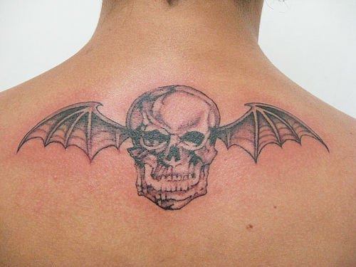Avenged Sevenfold “Winged Skull” Upper-Back Tattoos