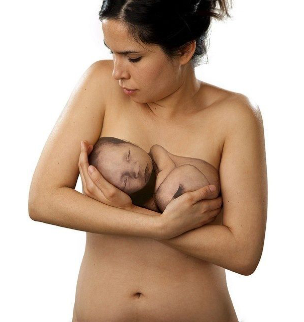 baby on chest 3D tattoos for women