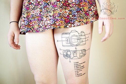 Camera Tattoos On Leg For Girl Picture