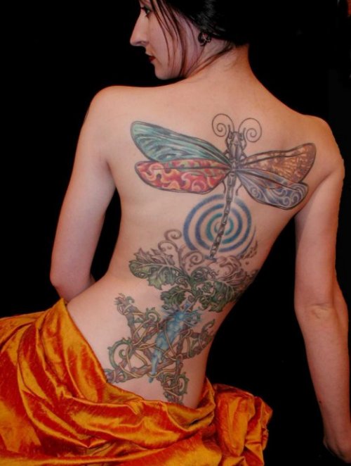 Stunning Full Back Tattoo Design for Girls