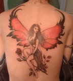 Great Fairy Tattoo Design on Back for Girls