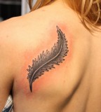 Leaf Shaped Back Tattoo Design for Girls