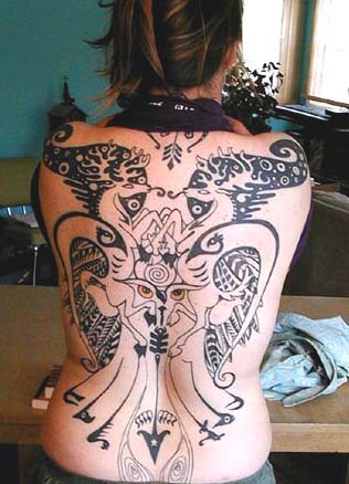 Awesome Full Back Tattoo Design for Girls