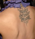 Wonderful Scripture Girls Tattoo Design on Upper Back