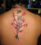 Sexy Cherry Blossom Tree Upper Back Tattoo for Girls