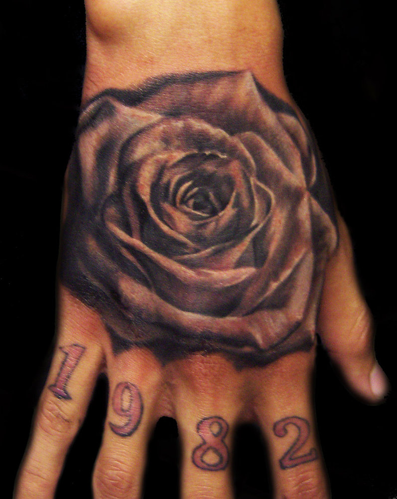 Bold Flower Tattoos On Hand