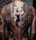 Full Buster Angel Back Tattoo Design For Men