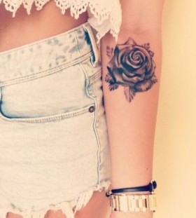 balck and grey rose flower tattoo