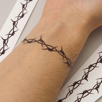 Cool Temporary Black Barbed Wire Armband Tattoo