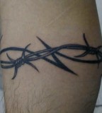 Black Circling Barb Wire Design Sleeve Tattoo