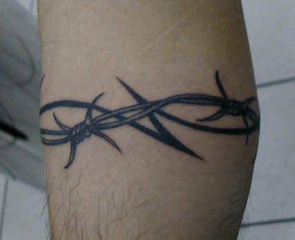 Black Circling Barb Wire Design Sleeve Tattoo