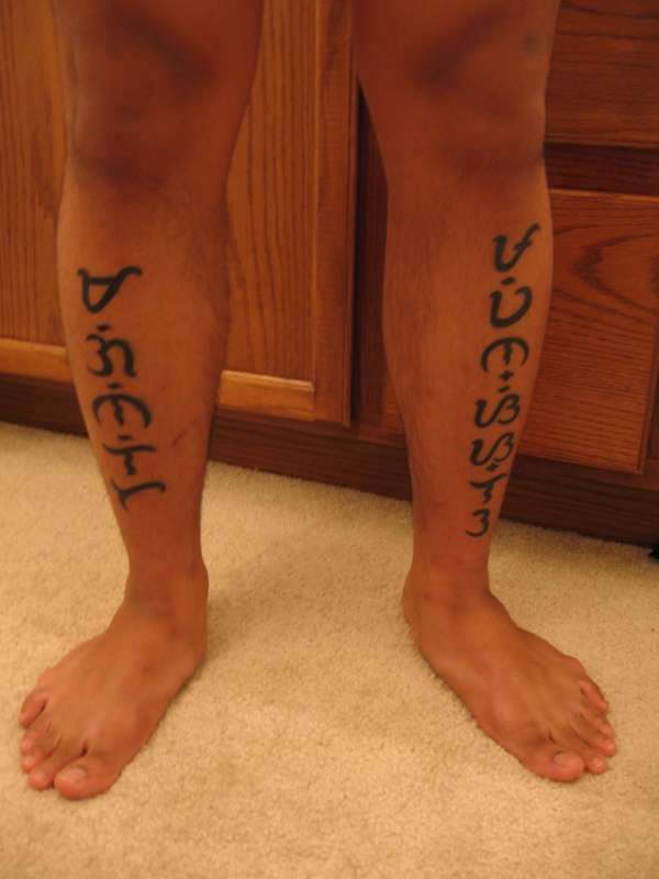 Baybayin Tattoo on Legs For Man