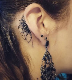 behind the ear mandala tattoo