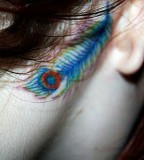 Stunning Feather Behind The Ear Tattoos For Girls