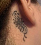 Rose vine Behind Ear Tattoo For Girls