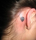 Black Heart Tattoo Behind The Ear PIctures