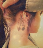 Cool Feather Ear Tattoo For Women
