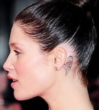 Girl Tattoos Gemma Arterton Behind Ear Tattoo