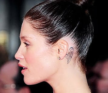 Girl Tattoos Gemma Arterton Behind Ear Tattoo