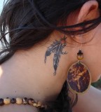 Exotic Feather Tattoos Behind The Ear